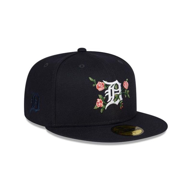 MLB Detroit Tigers Bloom 59Fifty Fitted (DTF1187) - Blue New Era Caps